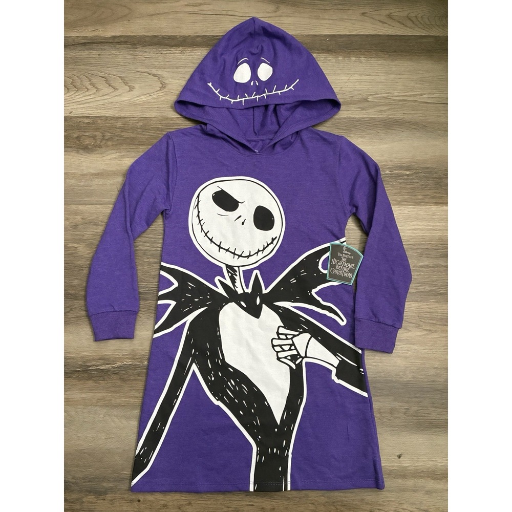 NWT Girls Hooded Nightmare Before Christmas Dress Sz S (6-6X) Long Sleeve Disney